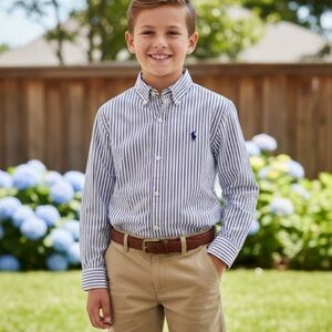 Ralph Lauren Boy’s Navy and White Striped Shirt